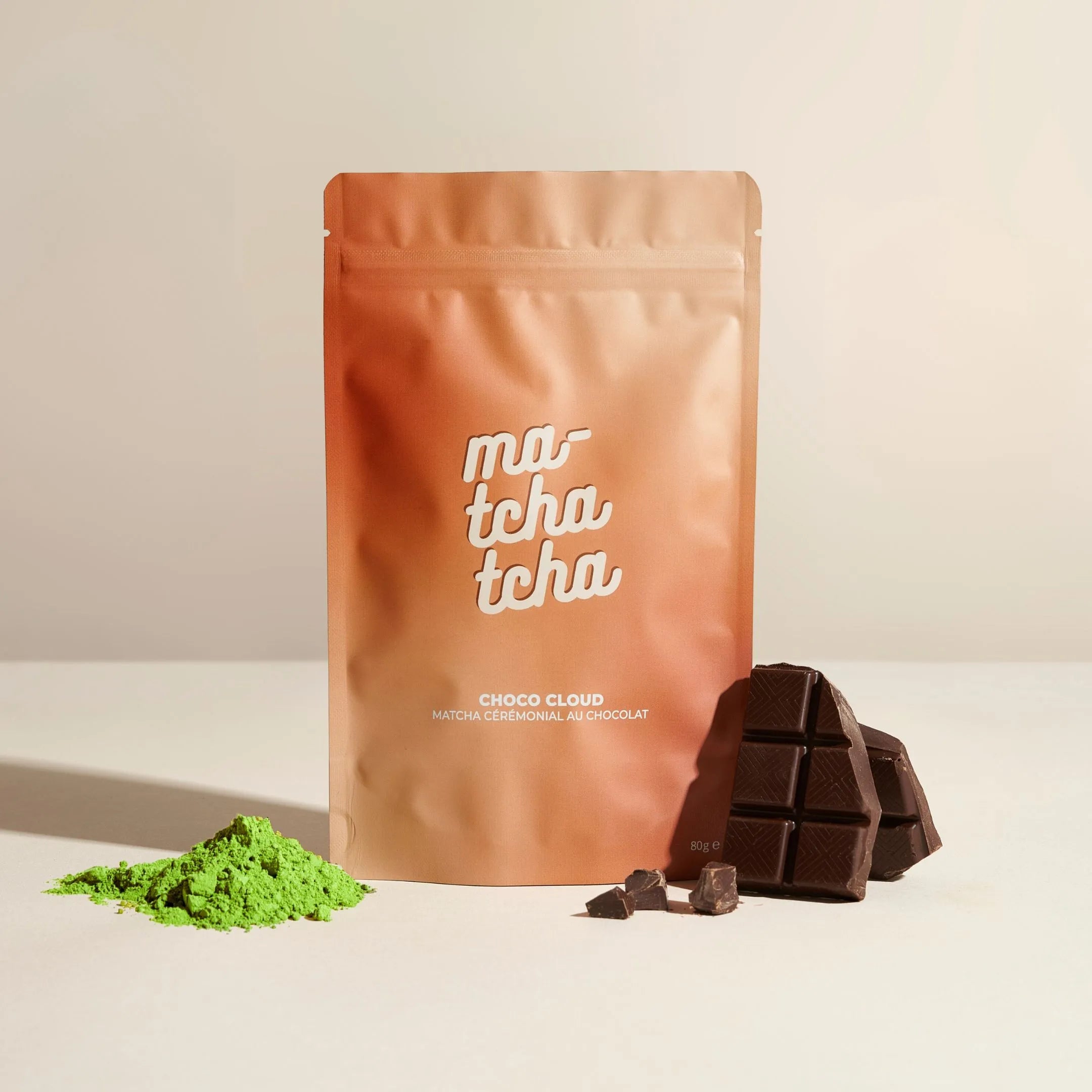 Le matcha chocolat avec la poudre